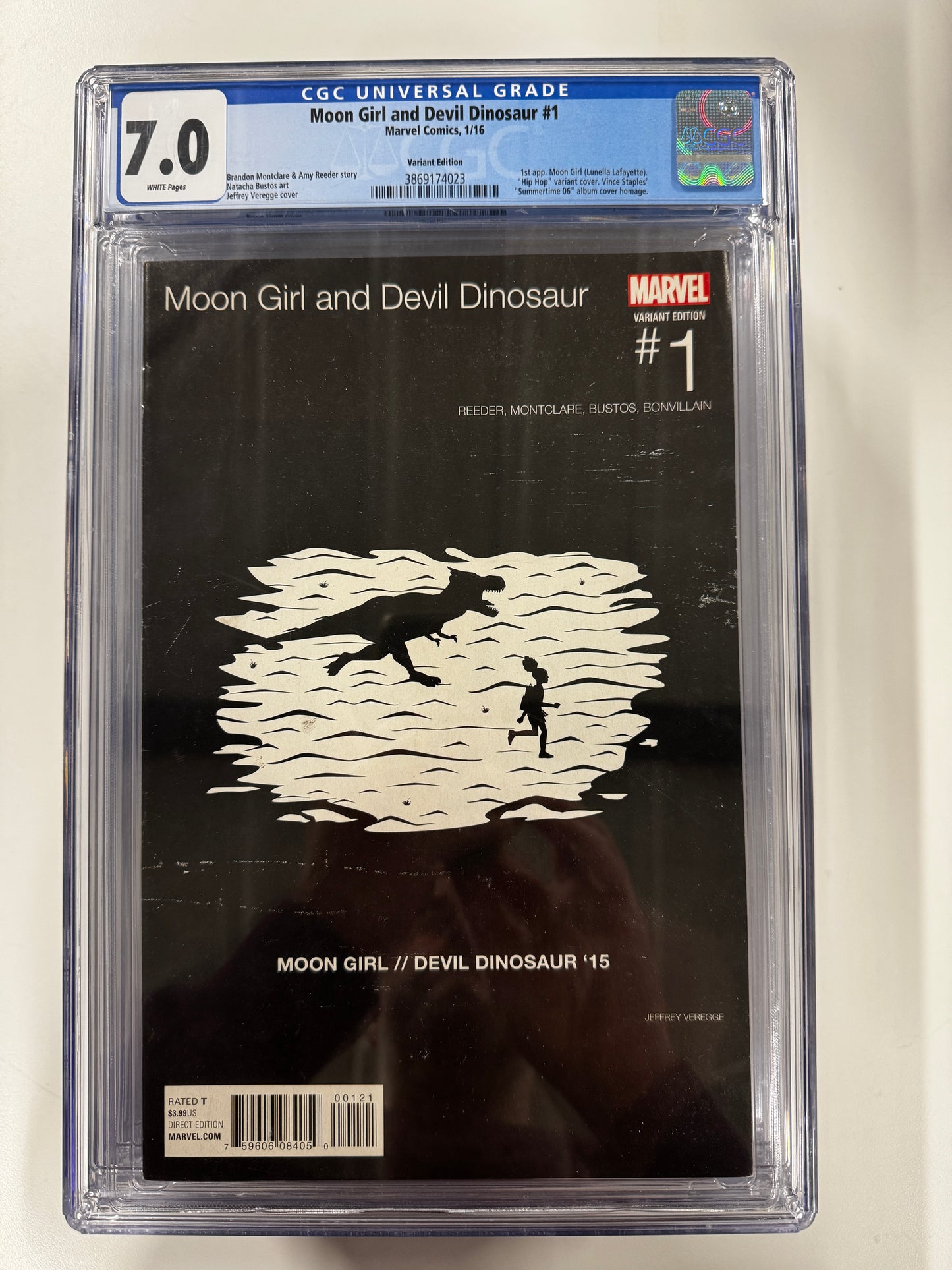 MOON GIRL AND DEVIL DINOSAUR, VOL. 1 #1 | MARVEL COMICS | 2016 | B | 7.0 GCG SLAB GRADED COMIC