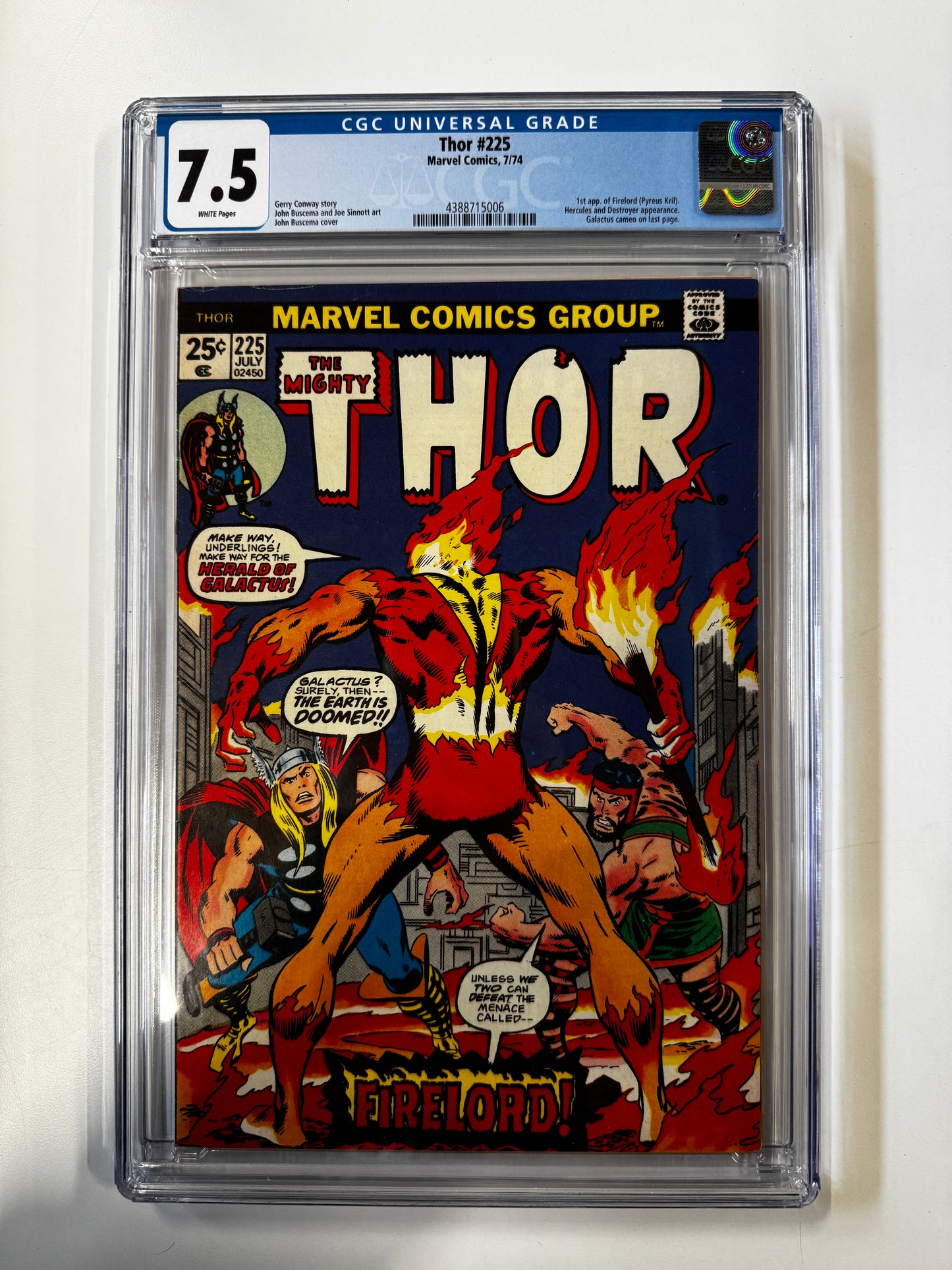 The Mighty Thor #225 | MARVEL COMICS | 1974 | A | 7.5 GCG SLAB GRADED COMIC
