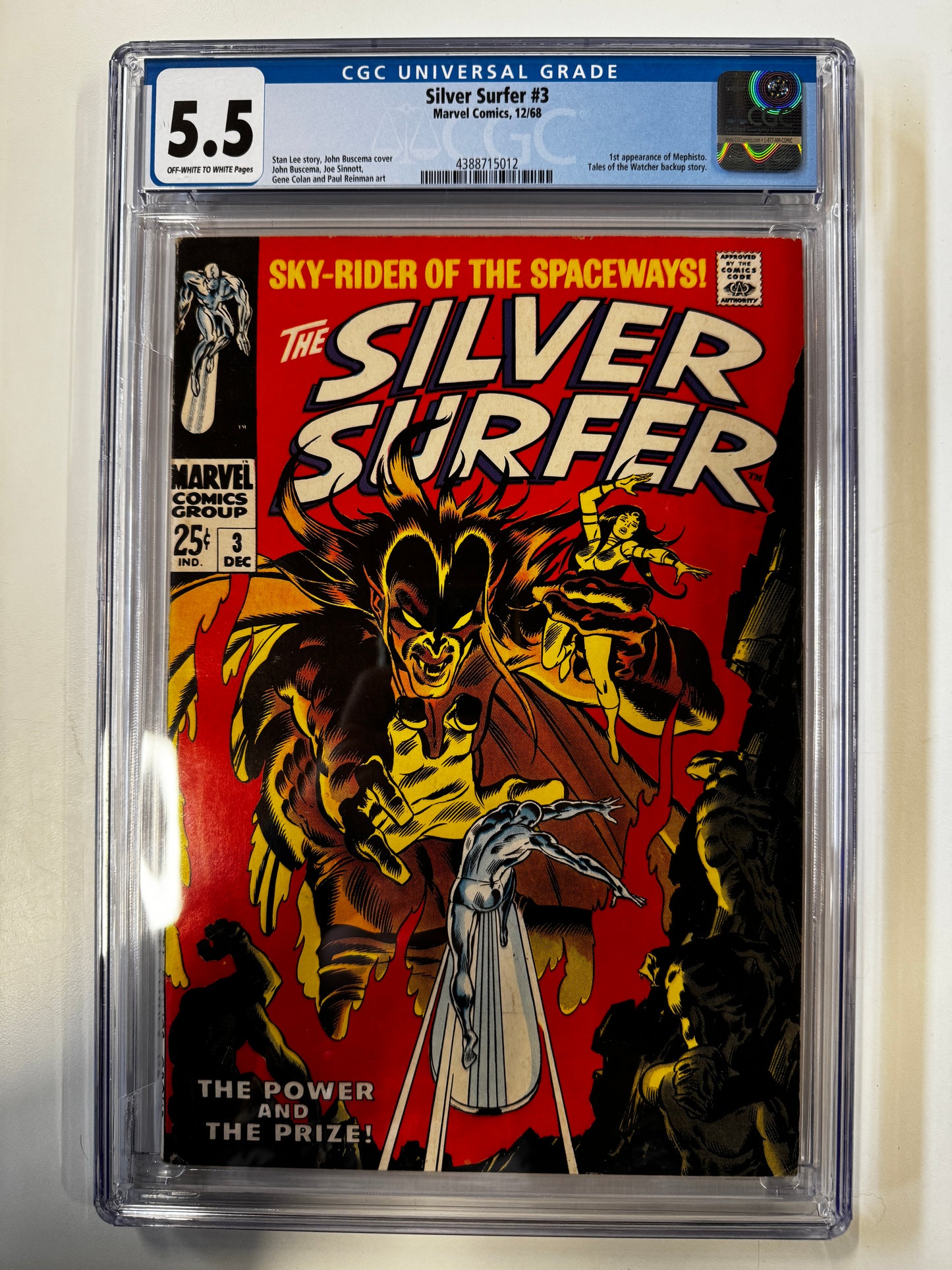 The Silver Surfer #3 | MARVEL COMICS | 1968 | A | 5.5 GCG SLAB GRADED COMIC