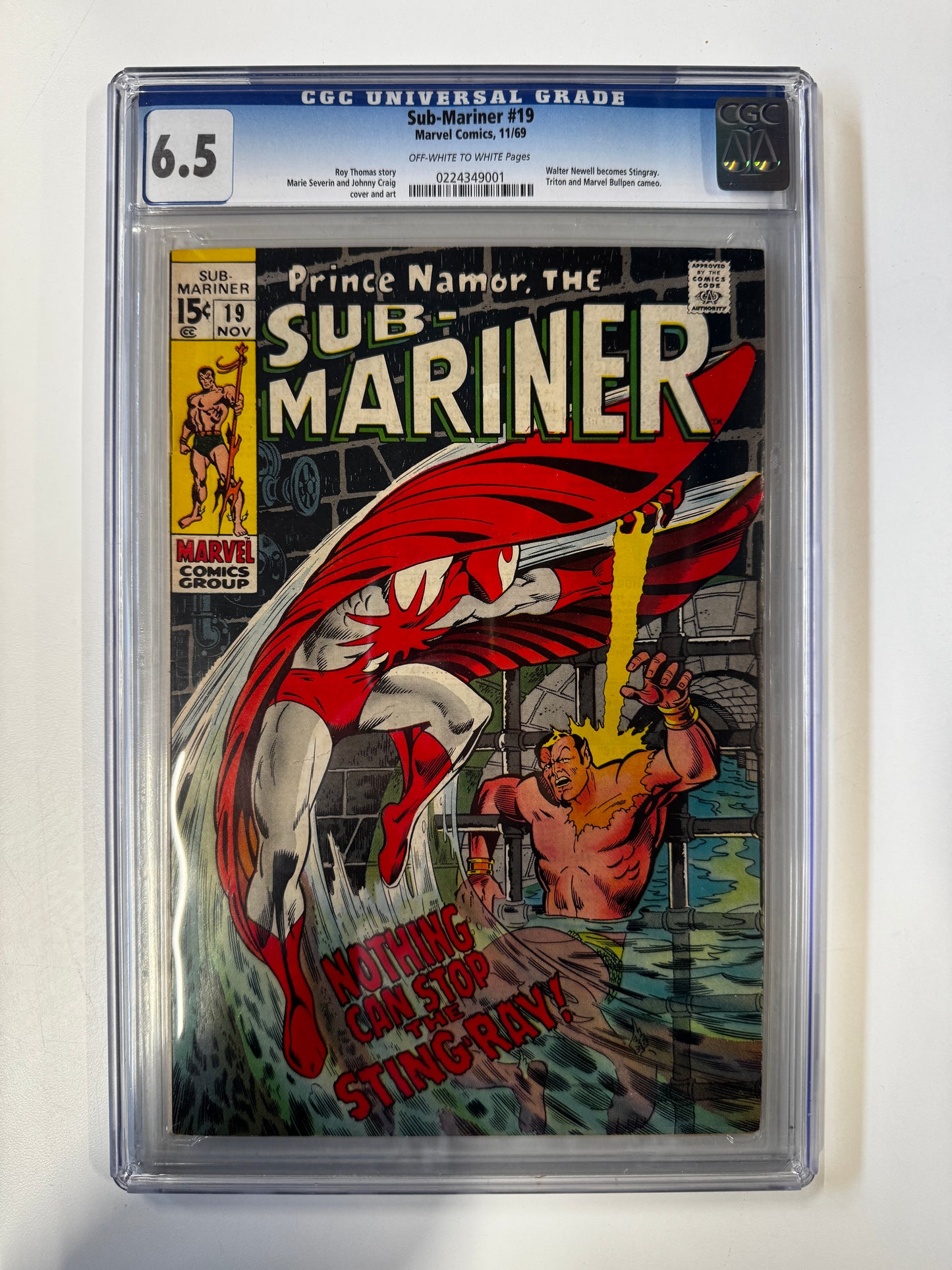 Sub-Mariner #19 | MARVEL COMICS | 1969 | A | 6.5 GCG SLAB GRADED COMIC