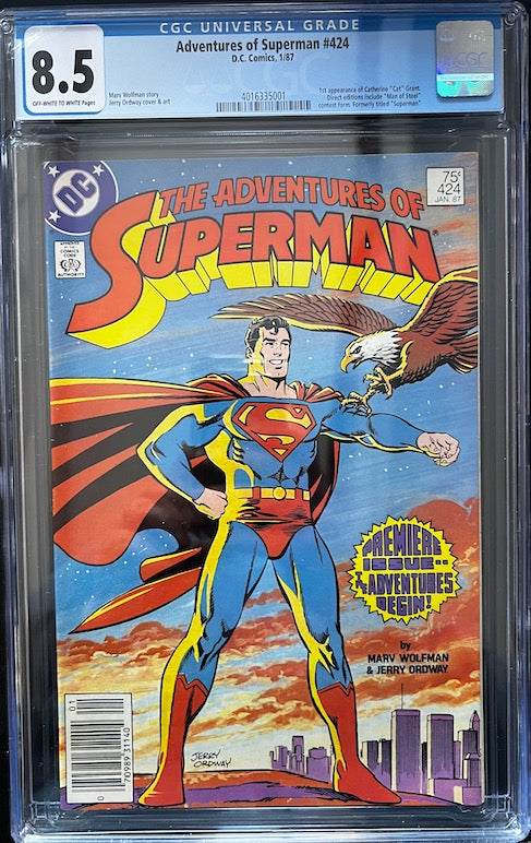 THE ADVENTURES OF SUPERMAN #424 | SLAB CGC 8.0 VERY FINE #424 | DC COMICS | 1987 | B