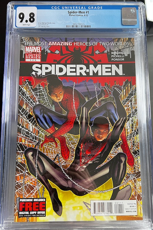 SPIDER-MEN #1 | SLAB CGC 9.8 NEAR MINT/MINT | MARVEL COMICS | 2012 | A | 1ST MEETING OF MILES MORALES AND PETER PARKER