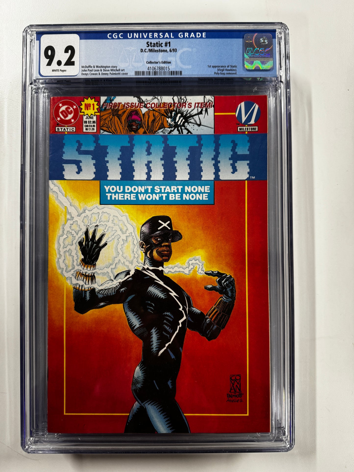 STATIC #1 | DC COMICS | 1993 | C | 9.2 GCG SLAB GRADED COMIC