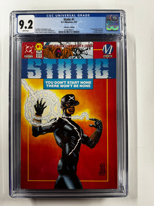 STATIC #1 | DC COMICS | 1993 | C | 9.2 GCG SLAB GRADED COMIC