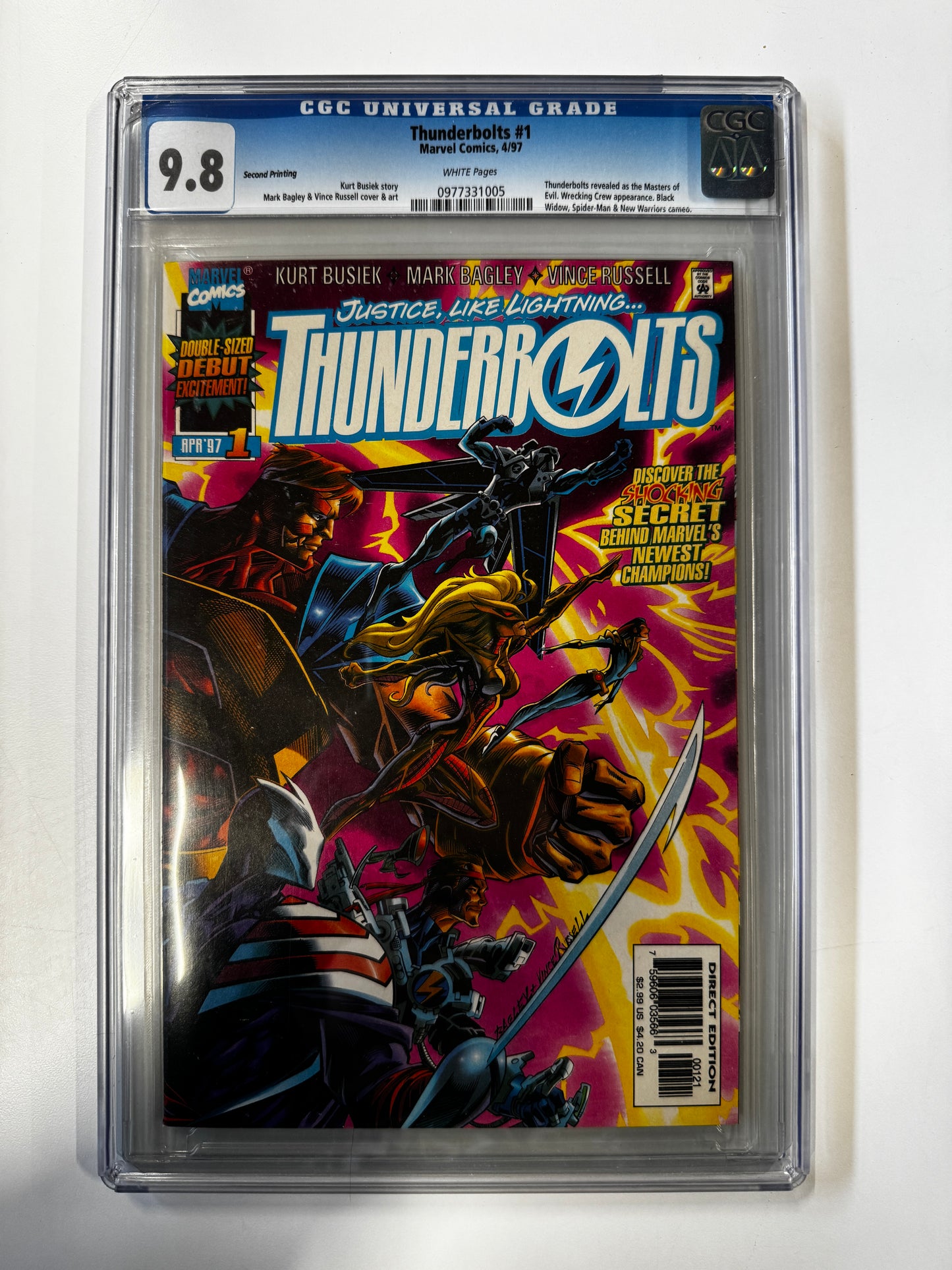 Thunderbolts #1 (2ND PRINTING) | MARVEL COMICS | 1997 | C | 9,8 GCG SLAB GRADED COMIC