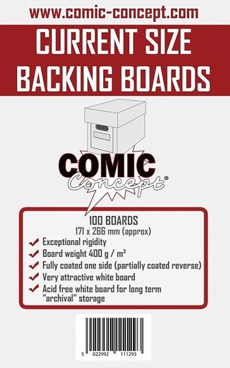 COMIC CONCEPT BACKING BOARDS (100) | CURRENT SIZE | ACID FREE | SHORTBOX COMIC CARE