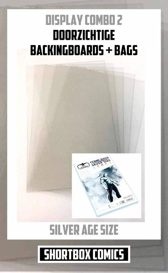 Display Combo 2: Doorzichtige Boards + Bags | silver age size | 5, 10 of 25 stuks - Shortbox Comics