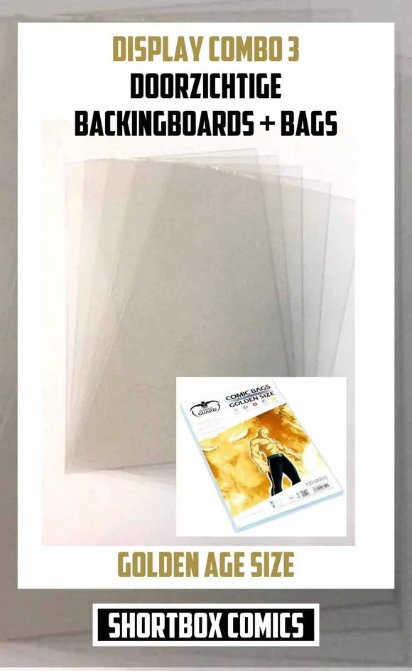 Display Combo 3: Doorzichtige Boards + Bags | golden age size | 5, 10 of 25 stuks - Shortbox Comics
